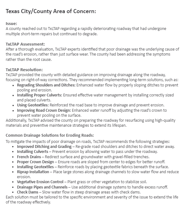 TxLTAP Technical Assistance Examples